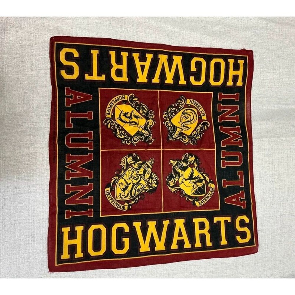 Harry Potter Hogwarts Alumni Bandana Scarf House Crests Maroon Gold 21x21